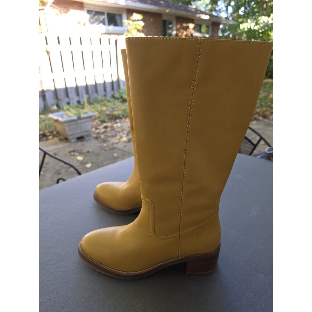 NIB Frye Camryn Womens 9 Tall Pull On Boots Leather Banana Yellow  Campus - Picture 15 of 16